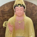 Tượng Quan Âm Thạch Anh đẹp Áo Rủ Dát Vàng Cao Cấp
